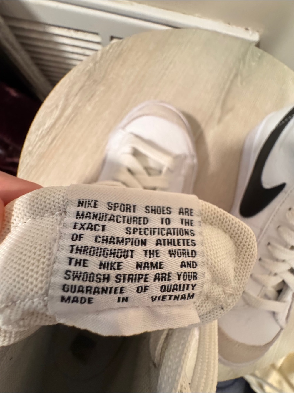 Nike Blazer 77 White High-Top Sneakers with Black Swoosh 5Y Woman’s 6.5 - Picture 8 of 8